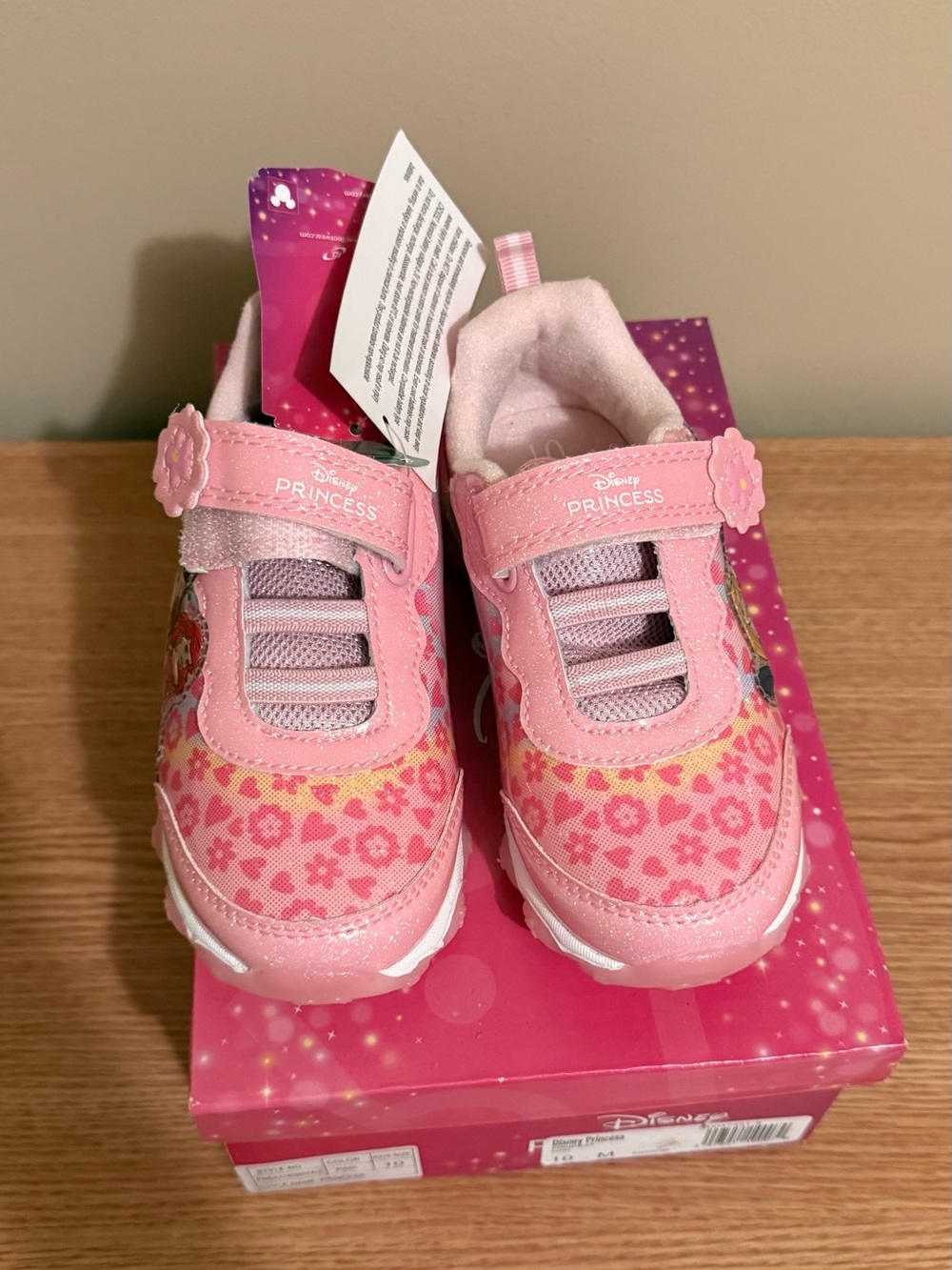 New- Disney Princess sneakers in pink with lights size 10